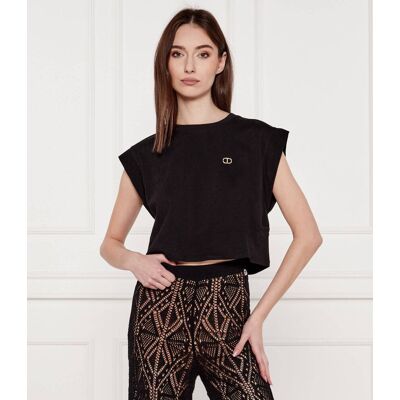 TWINSET Top Cropped Fit czarny XXS TWINSET Top Cropped Fit czarny XXS