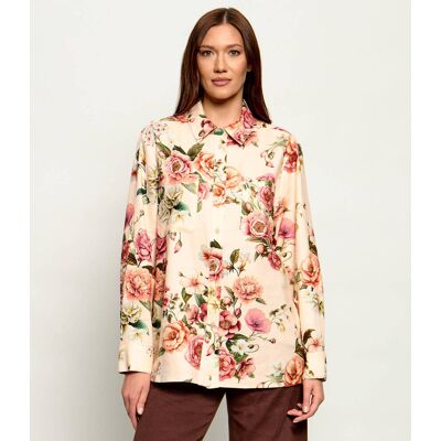 Guess Lniana koszula CADIE Oversize fit brzoskwiniowy M Guess Lniana koszula CADIE Oversize fit brzoskwiniowy M