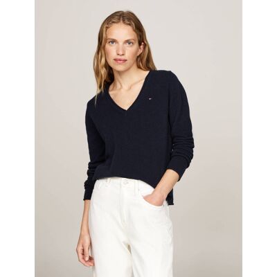 Tommy Hilfiger Wełniany sweter Regular Fit granatowy M Tommy Hilfiger Wełniany sweter Regular Fit granatowy M