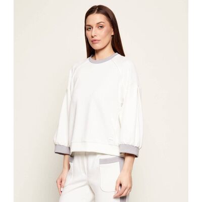 Marc Cain Bluza Relaxed fit biały 34 Marc Cain Bluza Relaxed fit biały 34
