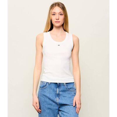 Tommy Jeans Top ESSENTIAL Slim Fit biały XS Tommy Jeans Top ESSENTIAL Slim Fit biały XS