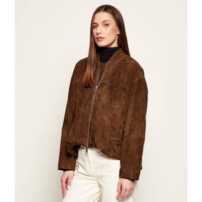 Marella SPORT Kurtka bomber MLSORATA Regular Fit zamsz brązowy 38 Marella SPORT Kurtka bomber MLSORATA Regular Fit zamsz brązowy 38