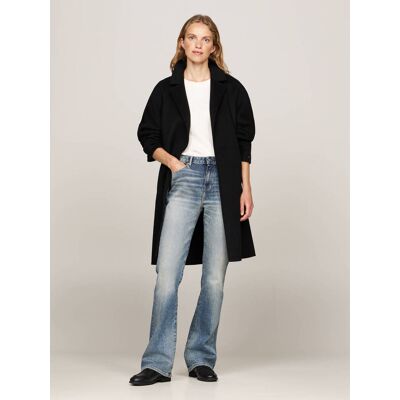 Tommy Hilfiger Wełniany płaszcz czarny 38 Tommy Hilfiger Wełniany płaszcz czarny 38