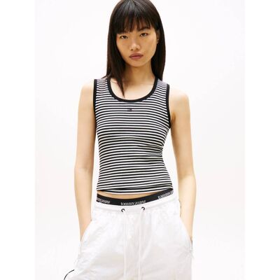 Tommy Jeans Top ESSENTIAL Slim Fit czarny M Tommy Jeans Top ESSENTIAL Slim Fit czarny M
