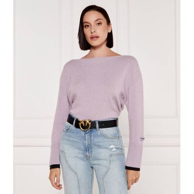 Pinko Wełniany sweter Loose fit z dodatkiem kaszmiru lawendowy XS Pinko Wełniany sweter Loose fit z dodatkiem kaszmiru lawendowy XS