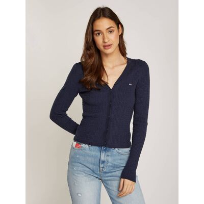 Tommy Jeans Kardigan ESSENTIAL Slim Fit granatowy XS Tommy Jeans Kardigan ESSENTIAL Slim Fit granatowy XS