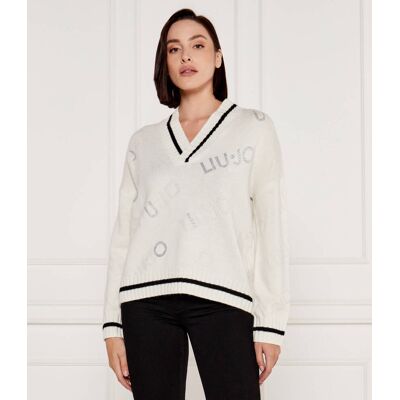 Liu Jo Sport Sweter z dodatkiem wełny biały M Liu Jo Sport Sweter z dodatkiem wełny biały M