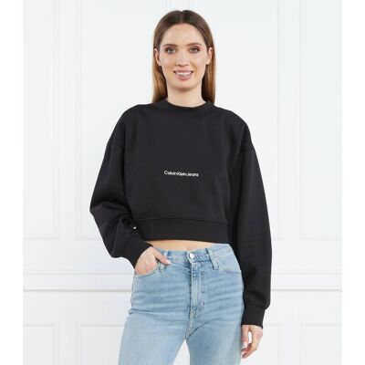 Calvin Klein Jeans Bluza INSTITUTIONAL Cropped Fit czarny L Calvin Klein Jeans Bluza INSTITUTIONAL Cropped Fit czarny L
