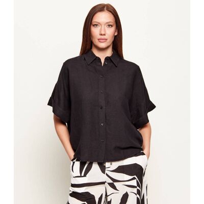 Boss ORANGE Lniana koszula C_Bisenas Loose fit czarny 34 Boss ORANGE Lniana koszula C_Bisenas Loose fit czarny 34