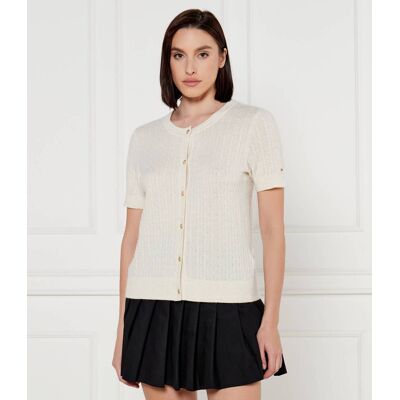 Tommy Hilfiger Wełniany kardigan Regular Fit ecru XS Tommy Hilfiger Wełniany kardigan Regular Fit ecru XS