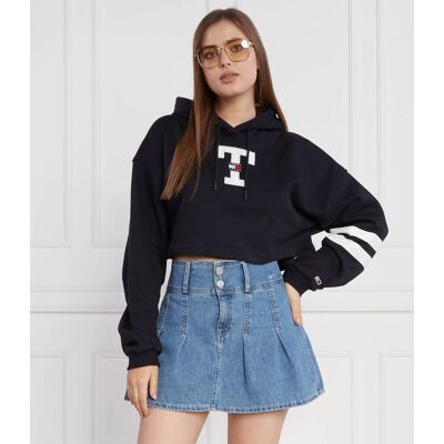 Tommy Jeans Bluza TJW SP CRP LETTERMAN FLAG HOODIE Cropped Fit granatowy L Tommy Jeans Bluza TJW SP CRP LETTERMAN FLAG HOODIE Cropped Fit granatowy L
