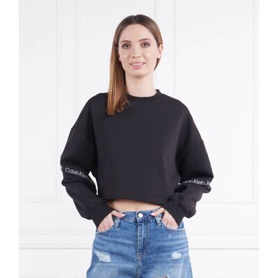 Calvin Klein Jeans Bluza Cropped Fit czarny M Calvin Klein Jeans Bluza Cropped Fit czarny M