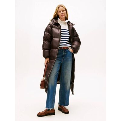 Tommy Hilfiger Puchowy płaszcz brązowy M/L Tommy Hilfiger Puchowy płaszcz brązowy M/L
