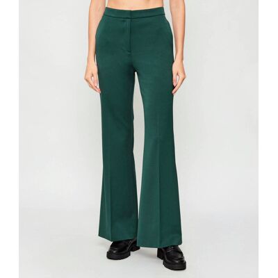 HUGO Spodnie Halenina flare fit butelkowa zieleń 36 HUGO Spodnie Halenina flare fit butelkowa zieleń 36