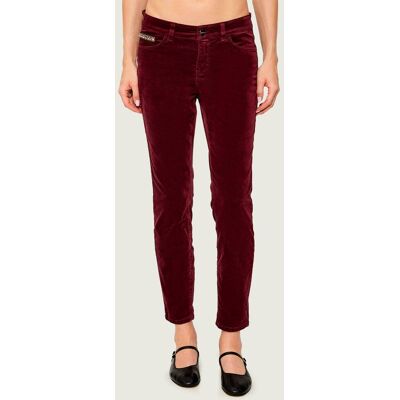 Marc Cain Spodnie SILVI Slim Fit low waist bordowy 34 Marc Cain Spodnie SILVI Slim Fit low waist bordowy 34