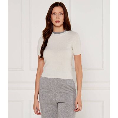 Pinko Wełniany sweter SAVANNAH Slim Fit z dodatkiem kaszmiru ecru M Pinko Wełniany sweter SAVANNAH Slim Fit z dodatkiem kaszmiru ecru M