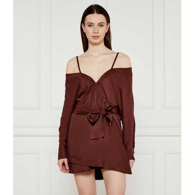 Marciano Guess Sukienka z paskiem GRETA z dodatkiem lnu brązowy 38 Marciano Guess Sukienka z paskiem GRETA z dodatkiem lnu brązowy 38