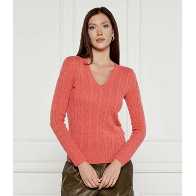 Polo Ralph Lauren Wełniany sweter KIMBERLY Regular Fit z dodatkiem kaszmiru łososiowy XS Polo Ralph Lauren Wełniany sweter KIMBERLY Regular Fit z dodatkiem kaszmiru łososiowy XS