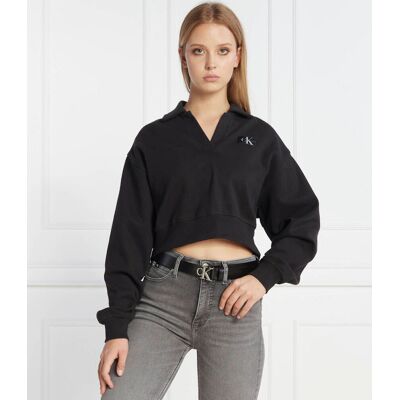 Calvin Klein Jeans Bluza LABEL POLO COLLAR Loose fit czarny L Calvin Klein Jeans Bluza LABEL POLO COLLAR Loose fit czarny L