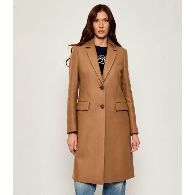 Tommy Hilfiger Wełniany płaszcz z dodatkiem kaszmiru brązowy 38 Tommy Hilfiger Wełniany płaszcz z dodatkiem kaszmiru brązowy 38