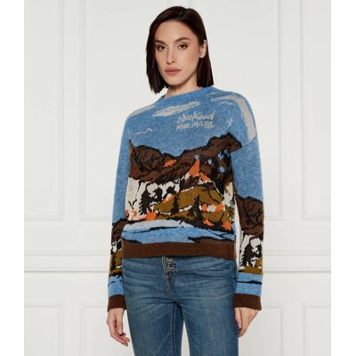 Weekend MaxMara Wełniany sweter Regular Fit niebieski L Weekend MaxMara Wełniany sweter Regular Fit niebieski L