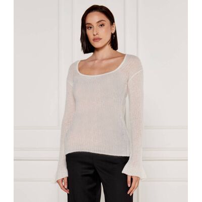 Pinko Sweter Munchkin Regular Fit z dodatkiem jedwabiu i wełny biały M Pinko Sweter Munchkin Regular Fit z dodatkiem jedwabiu i wełny biały M