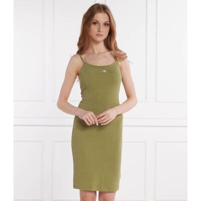 Calvin Klein Jeans Sukienka SLUB RIB khaki M Calvin Klein Jeans Sukienka SLUB RIB khaki M
