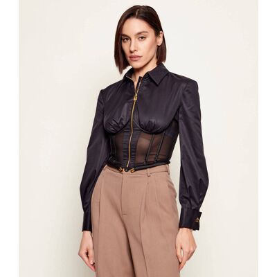 Elisabetta Franchi Koszula Cropped Fit czarny 36 Elisabetta Franchi Koszula Cropped Fit czarny 36