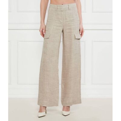 Marella Lniane spodnie GELADA flare fit beżowy 42 Marella Lniane spodnie GELADA flare fit beżowy 42