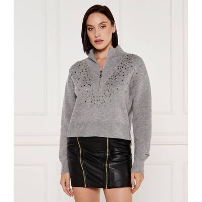 Pinko Sweter BOMBAY Loose fit z dodatkiem wełny i kaszmiru szary XS Pinko Sweter BOMBAY Loose fit z dodatkiem wełny i kaszmiru szary XS