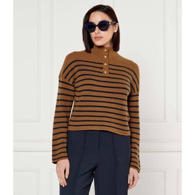 Tommy Hilfiger Wełniany sweter Regular Fit brązowy M Tommy Hilfiger Wełniany sweter Regular Fit brązowy M