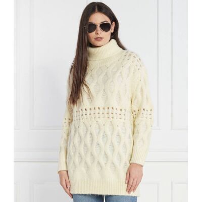 Silvian Heach Sweter Loose fit z dodatkiem wełny beżowy S Silvian Heach Sweter Loose fit z dodatkiem wełny beżowy S