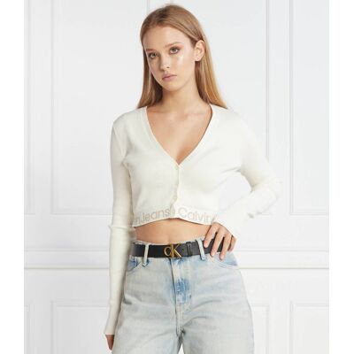 Calvin Klein Jeans Kardigan Cropped Fit ecru L Calvin Klein Jeans Kardigan Cropped Fit ecru L