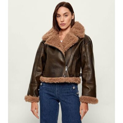 Guess Ocieplana kurtka YOLENE shearling Regular Fit brązowy L Guess Ocieplana kurtka YOLENE shearling Regular Fit brązowy L