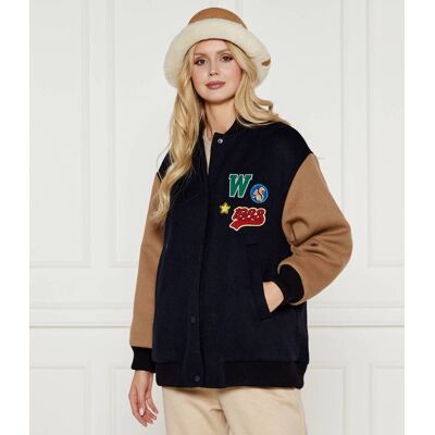 Weekend MaxMara Wełniana kurtka bomber Loose fit granatowy 38 Weekend MaxMara Wełniana kurtka bomber Loose fit granatowy 38