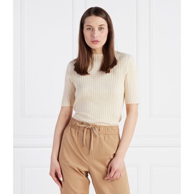 Marc O' Polo Sweter Pullover cropped Regular Fit z dodatkiem lnu kremowy M Marc O' Polo Sweter Pullover cropped Regular Fit z dodatkiem lnu kremowy M