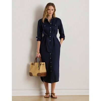 Polo Ralph Lauren LAUREN RALPH LAUREN Lniana sukienka granatowy M Polo Ralph Lauren LAUREN RALPH LAUREN Lniana sukienka granatowy M