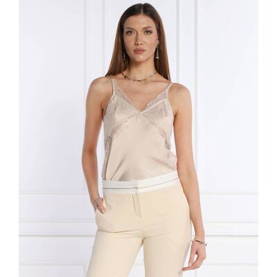 Patrizia Pepe Satynowy top Regular Fit beżowy 34 Patrizia Pepe Satynowy top Regular Fit beżowy 34