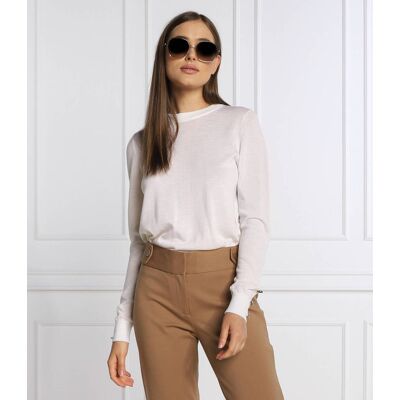 Michael Kors Wełniany sweter MERINO BUTTON Regular Fit biały L Michael Kors Wełniany sweter MERINO BUTTON Regular Fit biały L