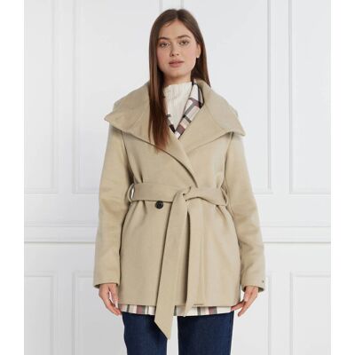 Tommy Hilfiger Płaszcz DB BELTED FUNNEL JKT z dodatkiem wełny beżowy 42 Tommy Hilfiger Płaszcz DB BELTED FUNNEL JKT z dodatkiem wełny beżowy 42