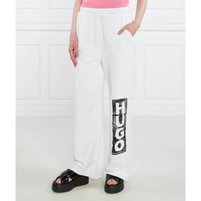 HUGO Spodnie dresowe Nasuede Loose fit biały M HUGO Spodnie dresowe Nasuede Loose fit biały M