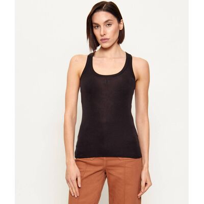 Elisabetta Franchi Top Slim Fit z dodatkiem wełny czarny 42 Elisabetta Franchi Top Slim Fit z dodatkiem wełny czarny 42