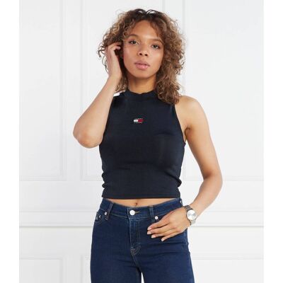 Tommy Jeans Top BADGE HIGH NECK TANK Cropped Fit granatowy XL Tommy Jeans Top BADGE HIGH NECK TANK Cropped Fit granatowy XL