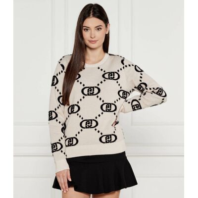Liu Jo Sport Sweter Regular Fit beżowy XL Liu Jo Sport Sweter Regular Fit beżowy XL