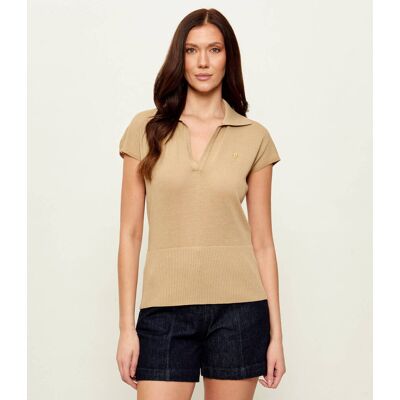 Aeronautica Militare Bluzka Slim Fit beżowy S Aeronautica Militare Bluzka Slim Fit beżowy S