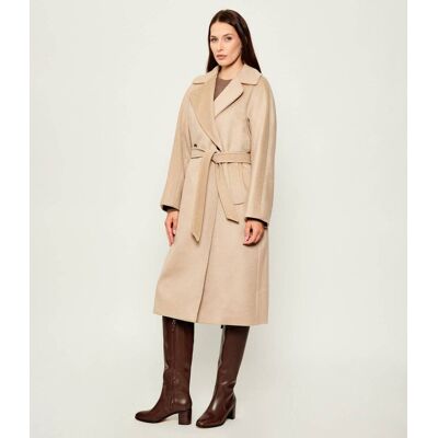 Weekend MaxMara Wełniany płaszcz RESINA beżowy 38 Weekend MaxMara Wełniany płaszcz RESINA beżowy 38