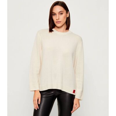 MAX&Co.; Wełniany sweter PAPRICA Loose fit z dodatkiem kaszmiru biały L MAX&Co.; Wełniany sweter PAPRICA Loose fit z dodatkiem kaszmiru biały L