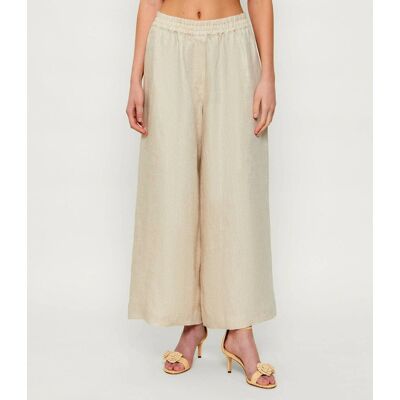 Weekend MaxMara Lniane spodnie WKDFELINO Relaxed fit beżowy 34 Weekend MaxMara Lniane spodnie WKDFELINO Relaxed fit beżowy 34