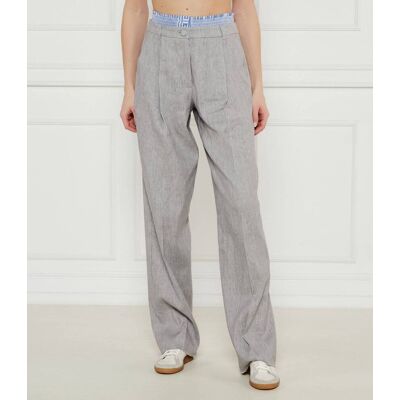 Marella SPORT Lniane spodnie Autocar flare fit szary 40 Marella SPORT Lniane spodnie Autocar flare fit szary 40