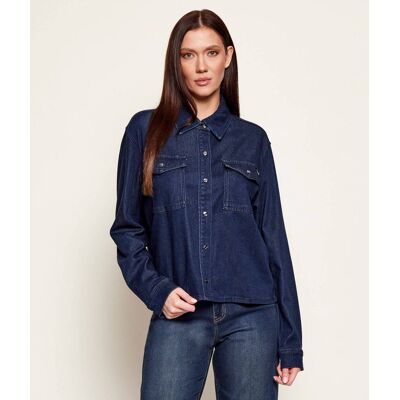 Guess Jeansowa koszula Astrud shacket Regular Fit granatowy M Guess Jeansowa koszula Astrud shacket Regular Fit granatowy M